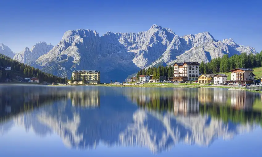 Misurina lake in Dolomites, Italy landscape